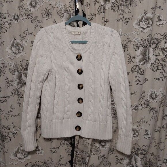 Old Navy White Cable Knit Cardigan Sweater Button Front Long Sleeve Size XXL - Picture 1 of 5